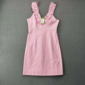 New NWT Lilly Pulitzer Phoebe Lucky Seersucker Pink Striped Ruffled Sundress 6